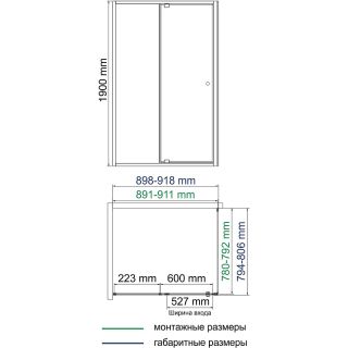 Душевой уголок WasserKRAFT Aula 90х80 11P20 профиль Хром стекло прозрачное