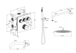 Душевой комплект Milleau Tissage TERMO 3SBIT/801Q-CR хром
