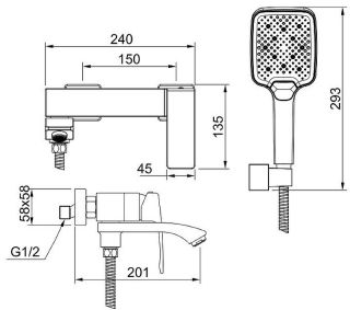 Смеситель для ванны Raglo R01.30.03 золотой сатин