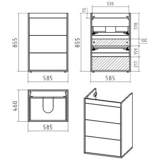 Напольная тумба под раковину Brevita Grafit 120 L УТ000014841  Белая матовая