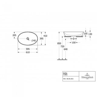 Раковина накладная Villeroy Boch Artis 41 x 61 см CeramicPlus Альпийский белый