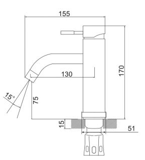 Смеситель для раковины РМС SUS128-001F нержавеющая сталь