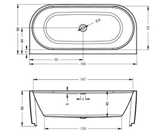 Акриловая ванна Riho Desire Mounte Back2Wall Velvet B089001105 180x84см белый матовый