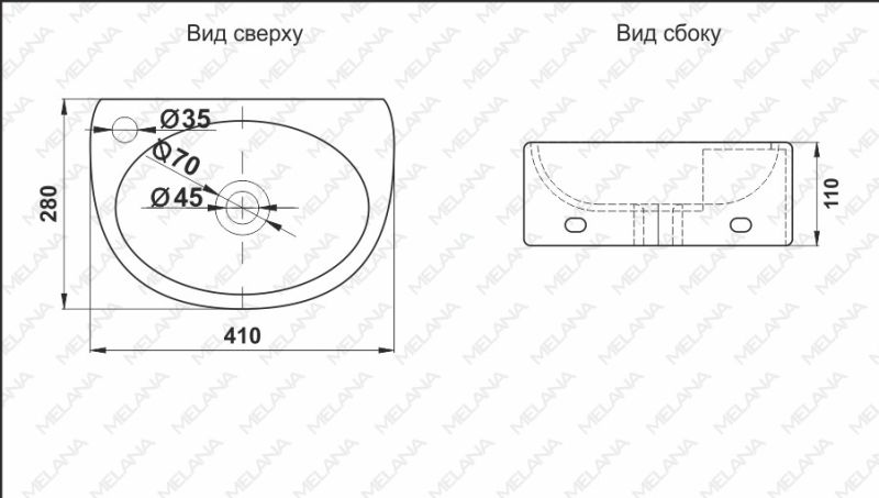 Подвесная раковина Melana 78402R-805 41см белый