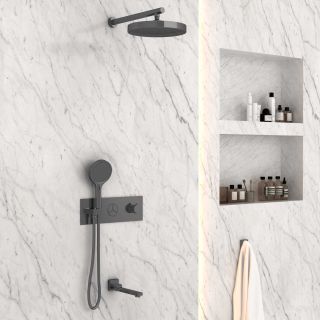 Душевой комплект Vincea VSFW-432TI2GM встраиваемый, трехрежимный, термостатический, вороненая сталь