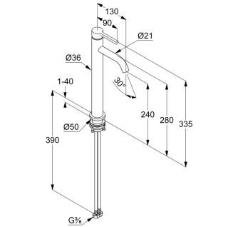 Смеситель для раковины Kludi Nova Fonte Pura 202983915 чёрный матовый