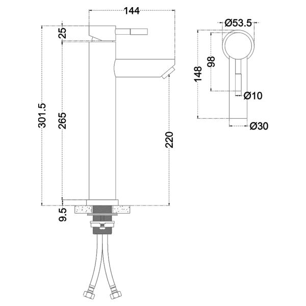 Смеситель для раковины Melana Tondo MELANA-610102PVD-B графит