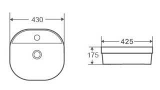 Раковина накладная DQ Quadro DT1510916 43см белый