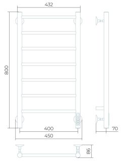 Электрический полотенцесушитель Larusso Джаз П7 40x80см чёрный матовый 4670078536440