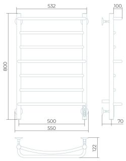 Электрический полотенцесушитель Larusso Евромикс П7 50x80см чёрный матовый 4670078536488
