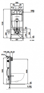 Система инсталляции для унитазов Laufen installation system 50х14 см 8.9466.0.000.000.1