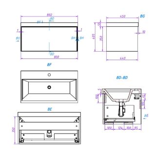 Тумба под раковину La Fenice Simpla FNC-01-SIM-B-80 Белая матовая 80 см