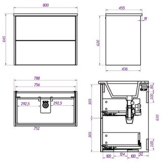 Тумба под раковину La Fenice Tesoro FNC-01-TES-DKK-80-2 Б Дуб канзас коричневый 80 см