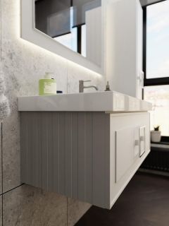 Тумба под раковину La Fenice Cubo FNC-01-CUB-C-100 Бежевая матовая 100 см