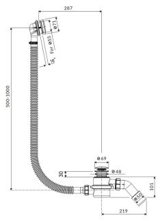 Слив-перелив для ванны Excellent Moli ARIN.3210BL 60/80/100 см чёрный матовый