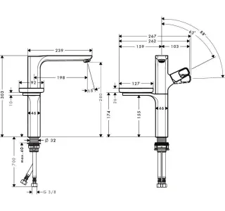 Смеситель для раковины Hansgrohe Urquiola 11034000 хром