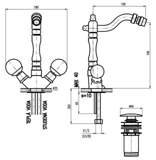 Смеситель для биде Rav Slezak Brilliance BRILLIANCE121.5/9SM бронза