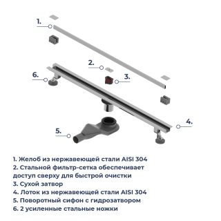 Душевой лоток обрезной RGW SDR-50S 76215010-13 100 см сатин
