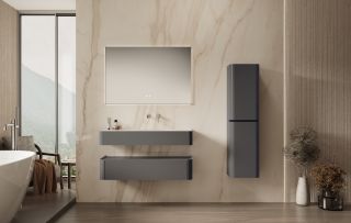 База под раковину Vincea Caprice 1200 подвесная, 1 выкатной ящик soft-close, серый матовый