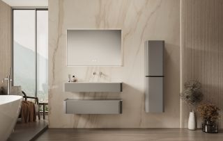 База под раковину Vincea Caprice 1200 подвесная, 1 выкатной ящик soft-close, светло-серый матовый