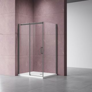 Душевой уголок Vincea Dice VSR-4D8016CLGM, 1600*800, вороненая сталь, стекло прозрачное