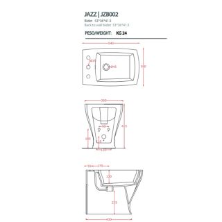 Биде Artceram JAZZ JZB002 01 00*3JZ04bi*3 белое