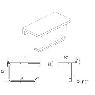 Держатель для туалетной бумаги с полочкой Knotlor PH101GM, оружейная сталь