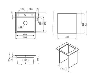 Мойка кухонная Granula Kitchen Space 5002, ШВАРЦ