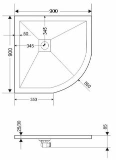 Душевой поддон Grossman Strong GR-S29090 90x90см графит