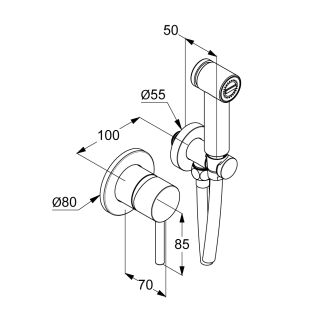 Гигиенический душ со смесителем Kludi Bozz 38998N576 брашированный никель