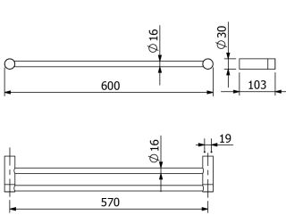 Полотенцедержатель Kludi Vela R 58988N0 60 см брашированное золото