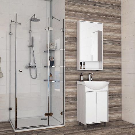 Зеркальный шкаф Акватон Рико 50см белый/ясень фабрик 1A212302RIB90