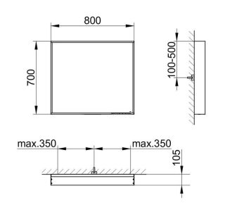Зеркало для ванны Keuco Plan 33098112500 80 см