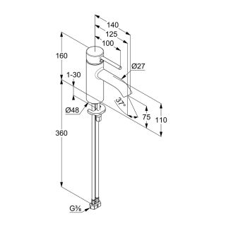 Смеситель для раковины Kludi Bozz 383890576WR4 хром