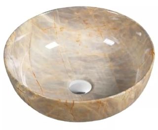 Раковина накладная SantiLine SL-7026 41см коричневый мрамор