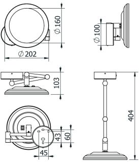 Зеркало косметическое Kludi Vela R 5899539W с 3-х кратным увеличением и LED-подсветкой чёрный матовый