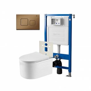 Комплект унитаза с инсталляцией Point Элемент PN48273BB с сиденьем Микролифт