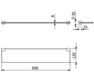 Полка стеклянная Kludi Vela R 58973N2 60 см сталь оружейная брашированная