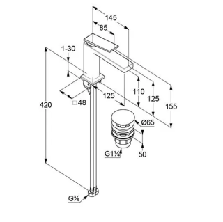 Смеситель для раковины Kludi Decus 542883975 чёрный матовый