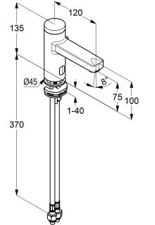 Электронный смеситель для раковины Kludi Zenta SL 3810039WR чёрный матовый