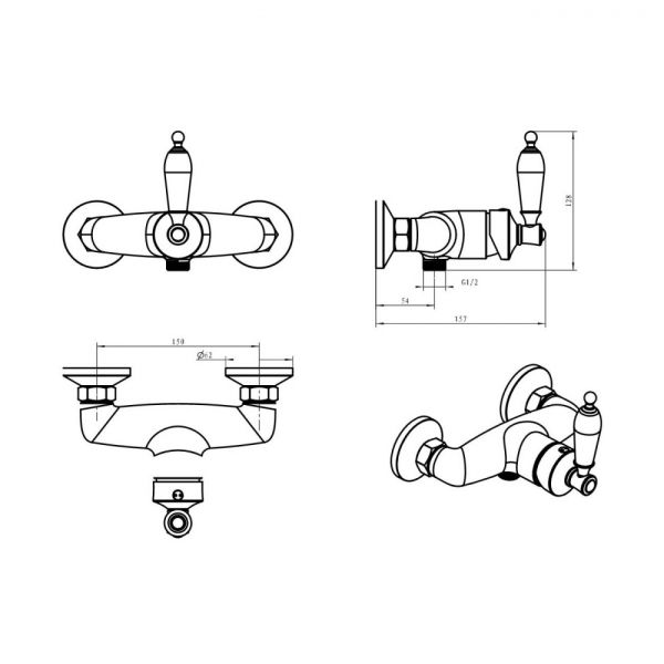 Смеситель для душа Boheme Vogue Crystal хром 224-CRST