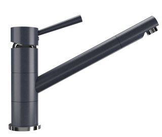 Смеситель для кухни Ulgran Classic U-025-343 с низким поворотным изливом антрацит