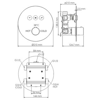 Wasserkraft Dinkel 5844 Thermo Термостатический смеситель для ванны и душа