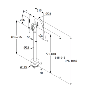 Напольный смеситель для ванны Kludi Nova Fonte Puristic 205900515 хром