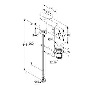 Смеситель для раковины Kludi X1 322663975 чёрный матовый