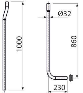 Водосливная труба AlcaPlast ?32 мм состоящая из двух частей + прокладка гофрированная A95