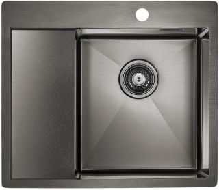 Мойка кухонная Paulmark Alster PM825951-GMR правая воронёная сталь
