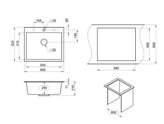 Мойка кухонная Granula 6001, АЛЮМИНИУМ