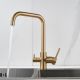 Смеситель для кухни Shevanik S228G с подключением фильтра золотой сатин