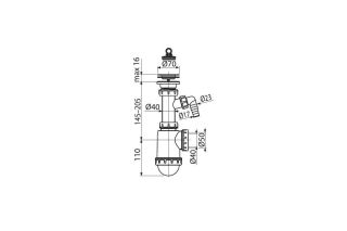 Сифон для мойки AlcaPlast c нержавеющей решеткой ?70 и подводкой A441P-DN50/40